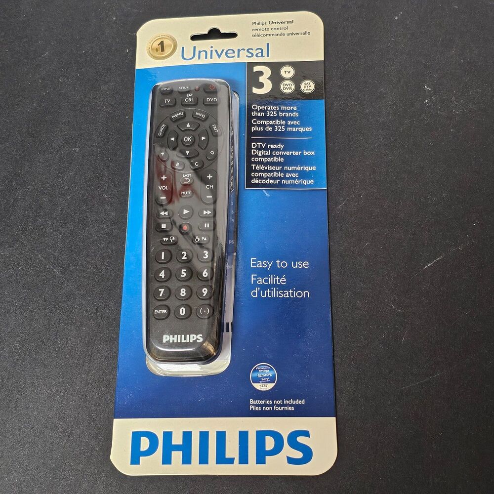 Philips Universal 3 in 1 Remote Control SRP1003/27 for TV DVD New Replacement